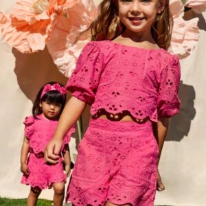 Abel & Lula Big Girls Embroidered Bermuda Set- Fuchsia VAT $139.57