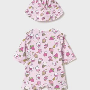 Mayoral Baby Girl Bathing Bodysuit w Hat- Petalo VAT $48.89