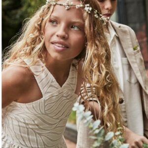 Mayoral Girl Devore Dress- Lino VAT $94.33