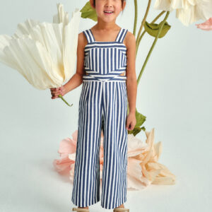 Abel & Lula Girls Two Toned Striped Jumpsuit- Indigo VAT $129.56