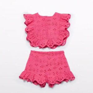 Mayoral Baby Girl Embroidered Bermuda Set- Fucsia VAT $111.08