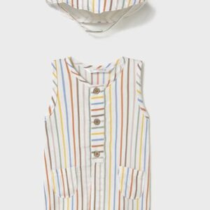 Mayoral Baby Boy Short Bodysuit w Hat- Rayas VAT $43.32