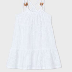 Mayoral Big Girls Knitted Dress- Blanco VAT $43.32