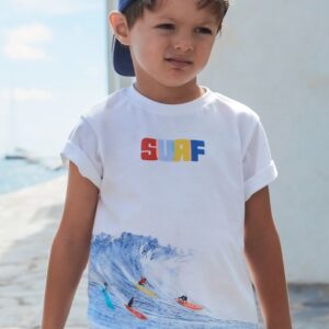 Mayoral Toddler Boy Wave Short Sleeve T-Shirt- Blanco VAT $24.45