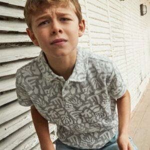 Mayoral Boys Printed Short Sleeve Polo- Blanco VAT $43.31