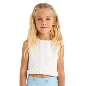 Mayoral Girls Bow Detail Crop Top- Crudo VAT $43.31
