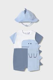 Mayoral Baby Boy Short Bodysuit w Hat Set- Cielo-Rivi VAT $52.75