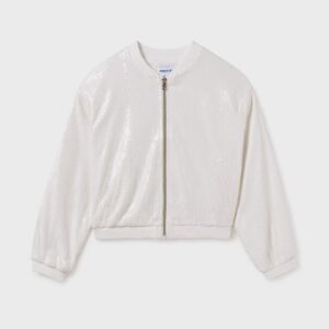 Mayoral Tween Girl Sequin Bomber Jacket- Sepia VAT $86.63