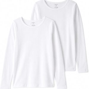 CARTER'S   GIRL WHITE  2-PACK LONG-SLEEVE TEES